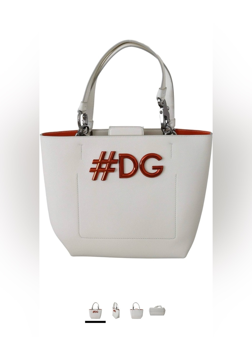 Dolce&Gabbana White #DG Hand Tote Borse leather Beatrice bag.